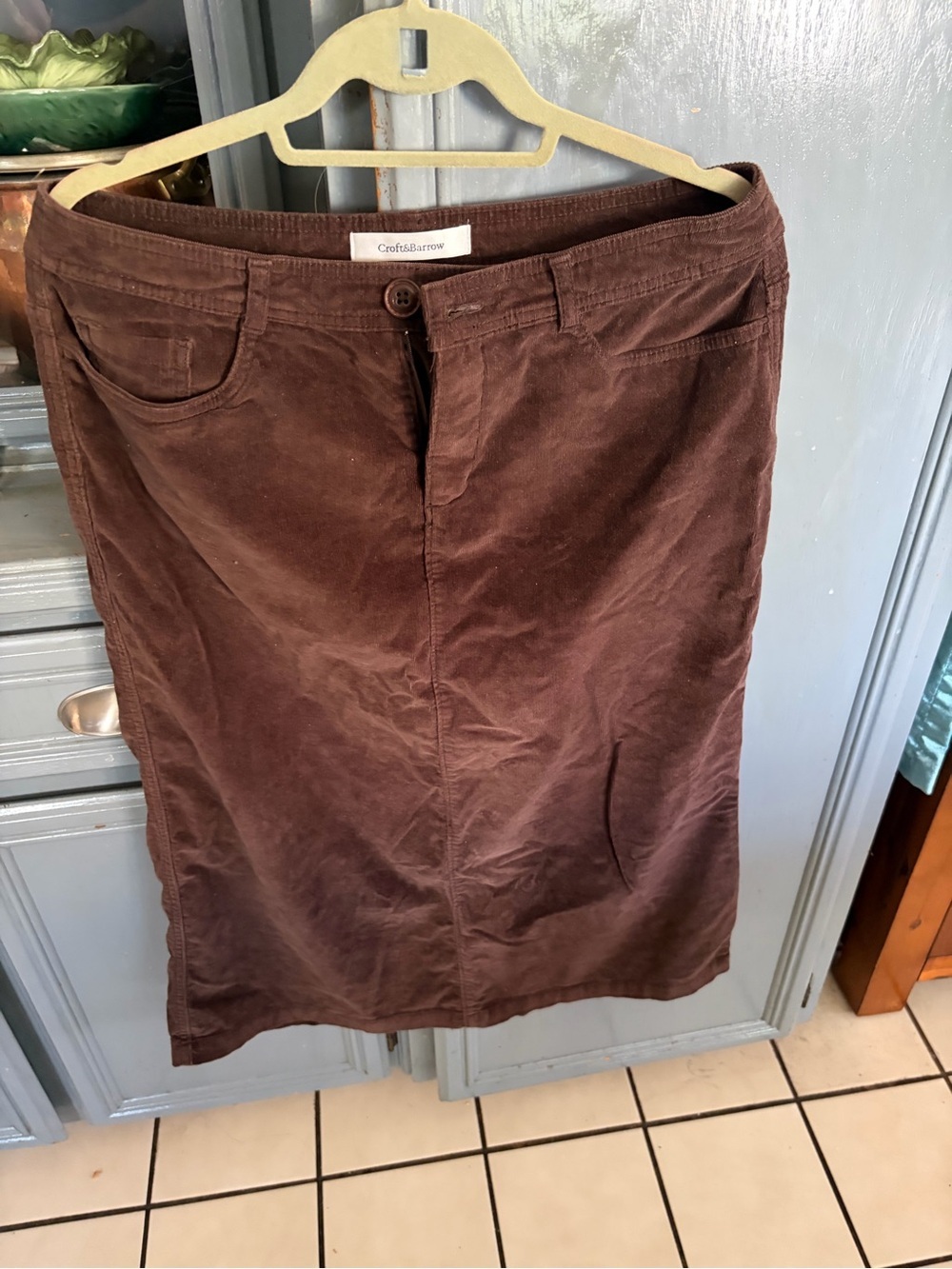 croft & barrow Chocolate Brown Corduroy Pencil Skirt